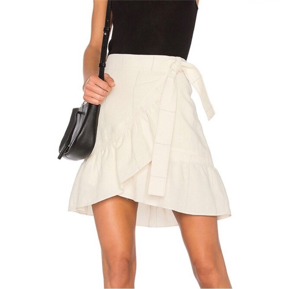 ALC Hampton Wrap Ruffle Mini Skirt White Midnight 4